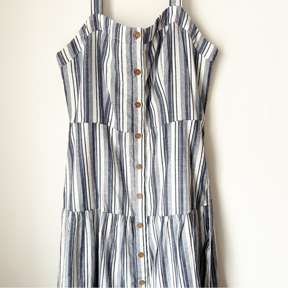 NWOT Lulus Montauk Memories Blue and White Strip Midi Dress with Pockets - Large - Picture 10 of 14
